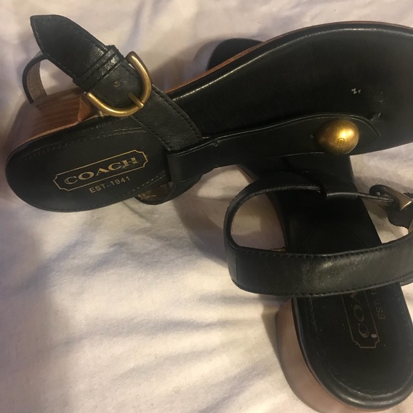 Black coach flat sandals. - Picture 2 of 5